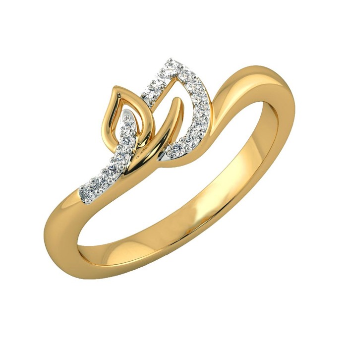 Anniversary Ring Gold and Diamond Leaf Ring With 0.07 Carat Diamonds Ring For Women